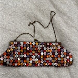 Vintage Button Bag Mini Purse Kisslock Metal Chain Tiny Clutch Formal Fun